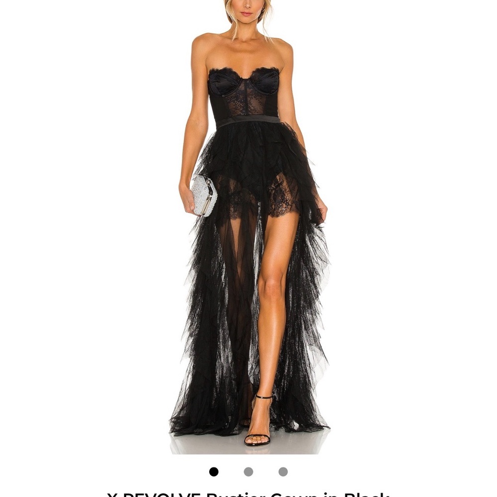For Love And Lemons Black Strapless Gown